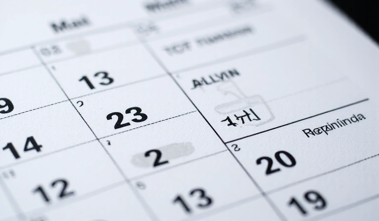 Ilustrace kalendáře s označenými bezpečnostními daty